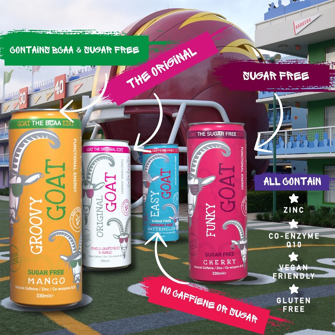 GOAT functional energy drinks