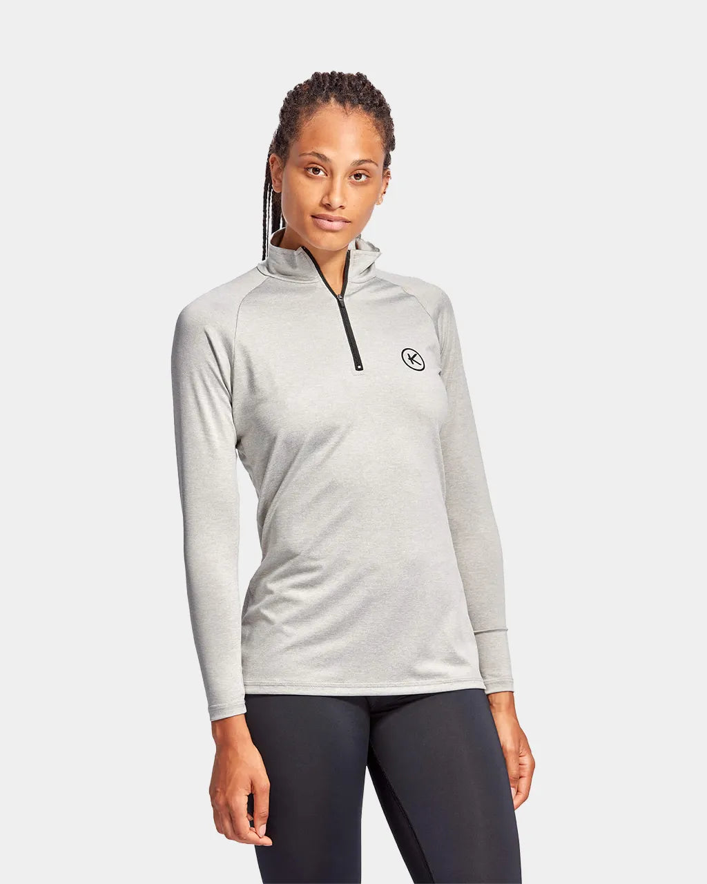 KYMIRA CHARGE Infrared Quarter Zip Women's Long Sleeve Top - Grey