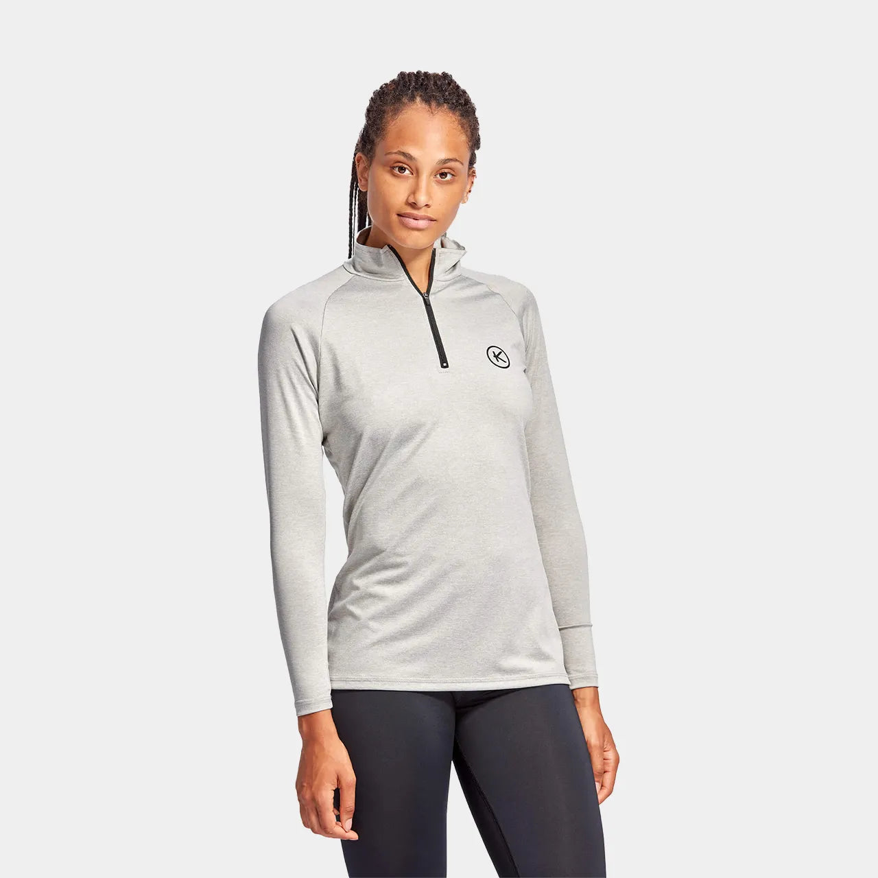 KYMIRA CHARGE Infrared Quarter Zip Women's Long Sleeve Top - Grey