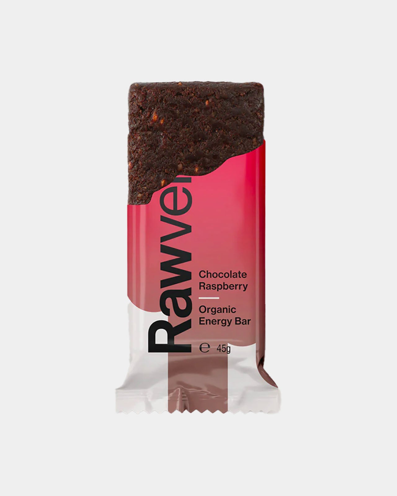 Rawvelo Chocolate Raspberry Organic Vegan Energy Bar Unwrapped